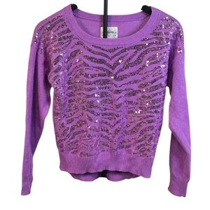 Justice Purple Sequin Sweater Girls Size 16